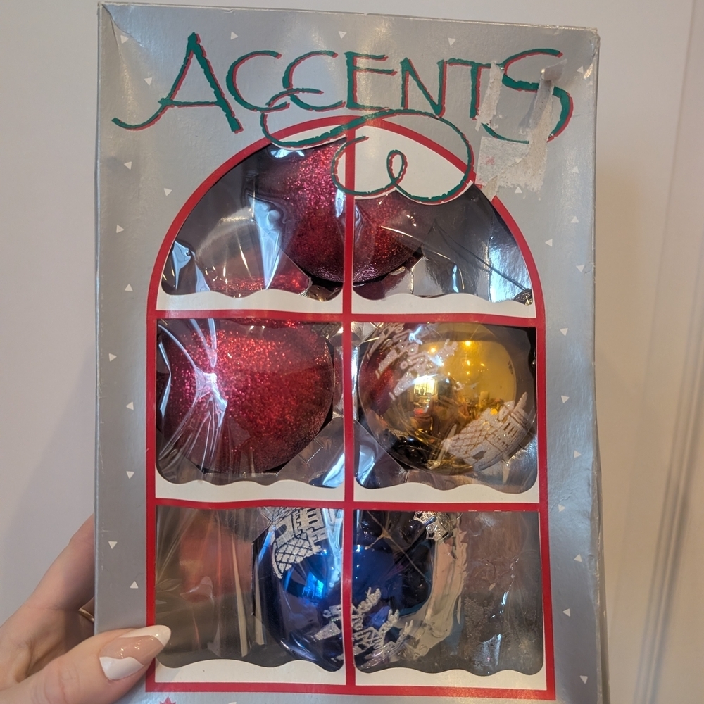 Vintage Christmas Red, Gold, and Blue Ornament Set Noma